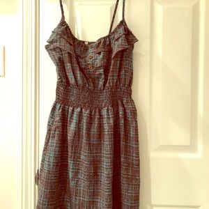 Brown and turquoise above-the-knee dress